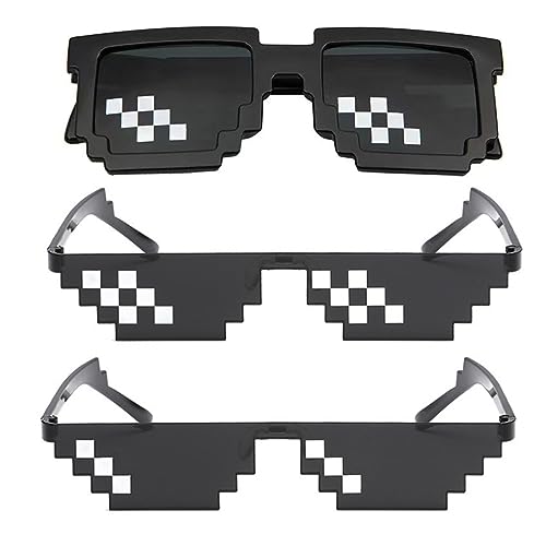 SSRDFU - 3 Pcs Mosaik-Brille, MLG-Sonnenbrille, persönliche Pixel-Mosaik-Brille aus Kunststoff, lustige Pixel-Sonnenbrille für Party, Konzert, Party, Festival von SSRDFU