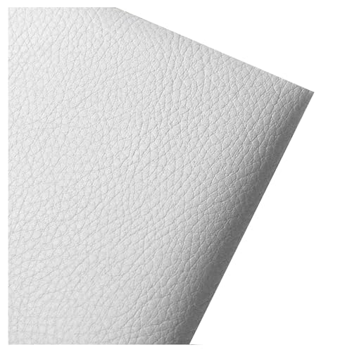 SSWZHANG 160cm Breiter Kunstleder Polsterstoff Meterware Litchi Texture Wasserdichtes Vinyl Rindsleder Optik Bezugsstoff für Autositze, Sofastuhlmöbel, Basteln(Size:160x200cm,Color:weiß) von SSWZHANG