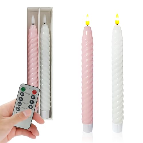 SSY LED Stabkerzen 2er Set mit Fernbedienung - Macaron | Weihnachtsdekokerzen für Zuhause, Tisch und Party | Echtes Wachs, Spiraldesign | Flackernd und dauerhaft leuchtend SSY LED Stabkerzen 2er Set mit Fernbedienung - Macaron | Weihnachtsdekokerzen für Zuhause, Tisch und Party | Echtes Wachs, Spiraldesign | Flackernd und dauerhaft leuchtend von SSY