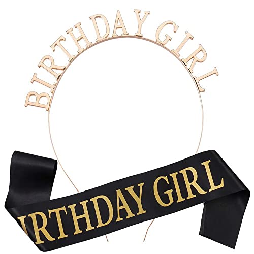 Ein Satz Birthday Sash Birthday Tiara Crown Girls,Birthday Crown Gold Headband Girls Tiara Birthday Crown,Birthday Tiara SchäRpe Prinzessin Krone,Birthday Crystal Tiara Geburtstagskrone Geburtstags von SSyang