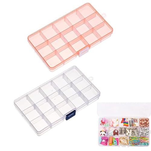 SSyang 2 Stück Plastik Sortierbox Sortimentskasten stabile Verstellbare Schmuck Organizer Box Verstellbare Kunststoff-Sortierbox mit 15 Fächern und Deckel Aufbewahrung von Schrauben,Perlen,Ohrringen SSyang 2 Stück Plastik Sortierbox Sortimentskasten stabile Verstellbare Schmuck Organizer Box Verstellbare Kunststoff-Sortierbox mit 15 Fächern und Deckel Aufbewahrung von Schrauben,Perlen,Ohrringen von SSyang