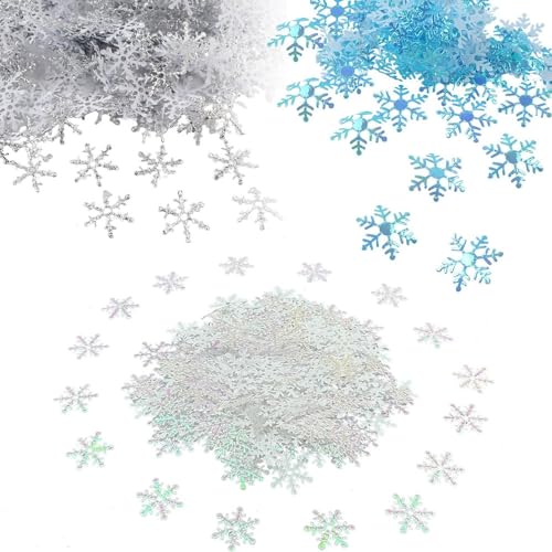 SSyang 900 Stück Schneeflocken Konfetti, Dekorationen für Weihnachten, Silvesterpartys, Hochzeiten, DIY Basteln, Silber, Weiß, Blau, Kunststoff SSyang 900 Stück Schneeflocken Konfetti, Dekorationen für Weihnachten, Silvesterpartys, Hochzeiten, DIY Basteln, Silber, Weiß, Blau, Kunststoff von SSyang