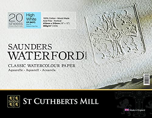 ST CUTHBERTS MILL - Saunders Waterford – Block 20 Blatt 41 x 31 cm 4-seitig verleimt – 300 g/m² – feine Körnung, extra weiß von ST CUTHBERTS MILL