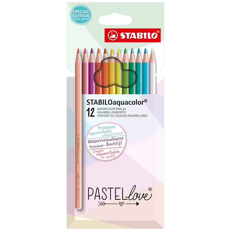 Aquarell-Buntstift Stabilo® Aquacolor Pastellove Set 12Er-Pack von STABILO®