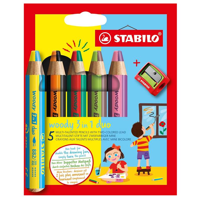Buntstift Stabilo® Woody 3In1 Duo 5Er-Set Mit Spitzer von STABILO®