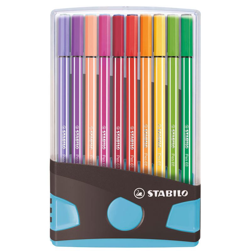 Premium-Filzstift - Stabilo Pen 68 Colorparade - 20Er Tischset In Anthrazit/Hellblau - Mit 20 Verschiedenen Farben von STABILO®