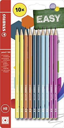 Bleistift - STABILO pencil 160 - 10er Pack - Härtegrad HB - je 2x gelb, orange, blau, petrol, pink von STABILO
