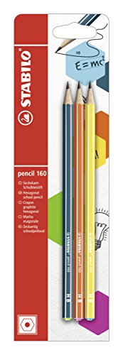 Bleistift - STABILO pencil 160 in petrol, orange, gelb - 3er Pack - Härtegrad HB von STABILO
