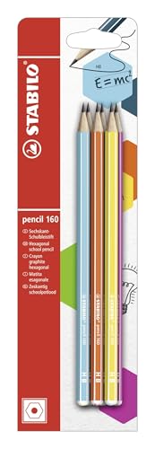 Bleistift - STABILO pencil 160 in petrol (2x), gelb, orange, blau, pink - 6er Pack - Härtegrad HB von STABILO