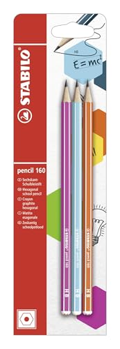 STABILO - Bleistift - pencil 160 in pink, blau, orange - 3er Pack - Härtegrad HB von STABILO