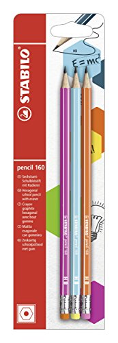 STABILO - Bleistift mit Radiergummi - pencil 160 in pink, blau, orange - 3er Pack - Härtegrad HB STABILO - Bleistift mit Radiergummi - pencil 160 in pink, blau, orange - 3er Pack - Härtegrad HB von STABILO