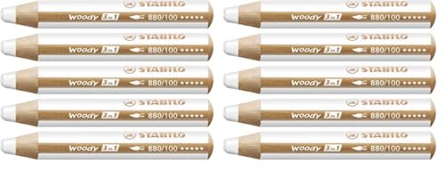 Buntstift, Wasserfarbe & Wachsmalkreide - STABILO woody 3 in 1 - 2x 5er Pack - weiß von STABILO