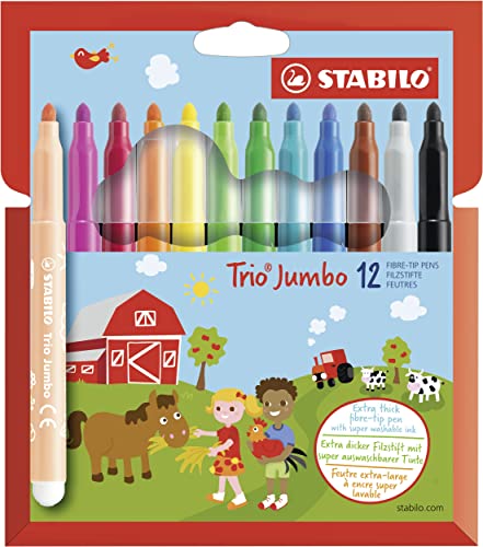 Dicker Filzstift - STABILO Trio Jumbo - 12er Pack - mit 12 verschiedenen Farben von STABILO