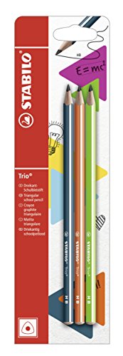 Dreikant-Schulbleistift - STABILO Trio Bleistift in petrol, orange & grün - 3er Pack - Härtegrad HB von STABILO