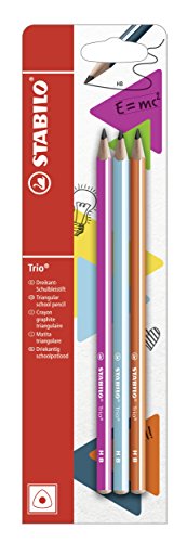 Dreikant-Schulbleistift - STABILO Trio Bleistift in pink, blau & orange - 3er Pack - Härtegrad HB von STABILO
