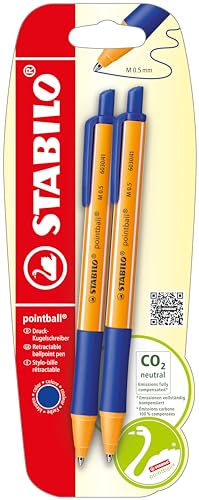 Druck-Kugelschreiber - STABILO pointball - 2er Pack - blau von STABILO