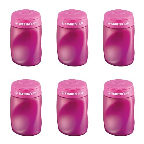 Ergonomischer Dosen-Spitzer für Rechtshänder - STABILO EASYsharpener - 3 in 1 - 2x 3er Pack - pink von STABILO