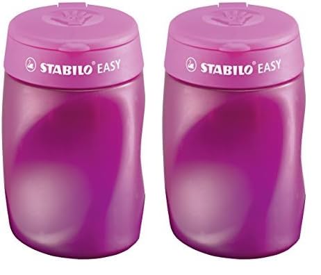 Ergonomischer Dosen-Spitzer für Rechtshänder - STABILO EASYsharpener - 3 in 1 - pink (Packung mit 2) von STABILO