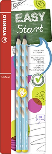 Ergonomischer Dreikant-Bleistift für Linkshänder - STABILO EASYgraph in blau - 2er Pack - Härtegrad HB von STABILO