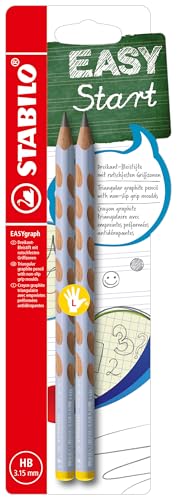 Ergonomischer Dreikant-Bleistift für Linkshänder - STABILO EASYgraph in pastellblau - 2er Pack - Härtegrad HB von STABILO