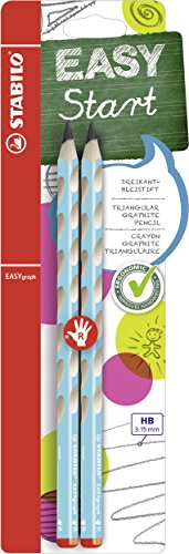 Ergonomischer Dreikant-Bleistift für Rechtshänder - STABILO EASYgraph in blau - 2er Pack - Härtegrad HB von STABILO