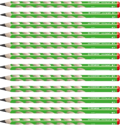 STABILO - Ergonomischer Dreikant-Bleistift für Rechtshänder - EASYgraph in grün - 12er Pack - Härtegrad HB von STABILO