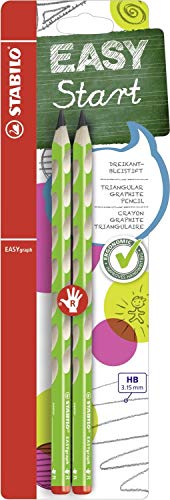 Ergonomischer Dreikant-Bleistift für Rechtshänder - STABILO EASYgraph in grün - 2er Pack - Härtegrad HB von STABILO