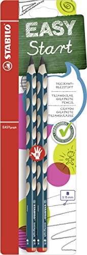 Ergonomischer Dreikant-Bleistift für Rechtshänder - STABILO EASYgraph in petrol - 2er Pack - Härtegrad B von STABILO