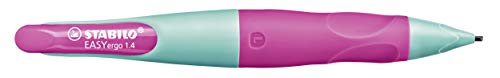 STABILO - Ergonomischer Druck-Bleistift für Linkshänder - EASYergo 1.4 in türkis/neonpink - Einzelstift - inklusive 3 dünner Minen - Härtegrad HB von STABILO