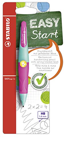 Ergonomischer Druck-Bleistift für Linkshänder - STABILO EASYergo 1.4 in türkis/neonpink - inklusive 3 dünner Mine - Härtegrad HB von STABILO