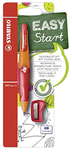 STABILO - Ergonomischer Druck-Bleistift für Rechtshänder - EASYergo 3.15 in orange/rot - Einzelstift - inklusive 1 dicken Mine - Härtegrad HB & Spitzer STABILO - Ergonomischer Druck-Bleistift für Rechtshänder - EASYergo 3.15 in orange/rot - Einzelstift - inklusive 1 dicken Mine - Härtegrad HB & Spitzer von STABILO