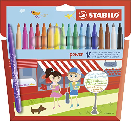 Filzstift - STABILO power - 18er pack - mit 18 verschiedenen Farben von STABILO