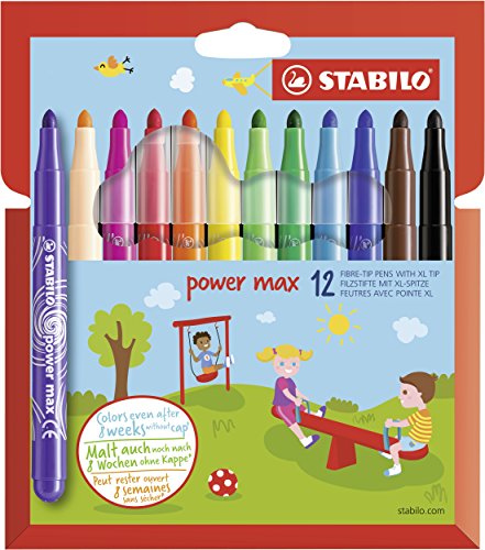 Filzstift - STABILO power max - 12er Pack - mit 12 verschiedenen Farben von STABILO