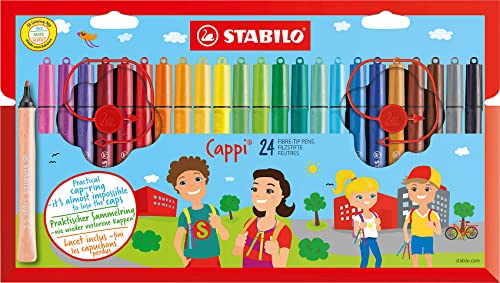 Filzstift mit Kappenring - STABILO Cappi - 24er Pack - mit 24 verschiedenen Farben von STABILO