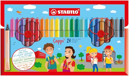 Filzstift mit Kappenring - STABILO Cappi - 24er Pack - mit 24 verschiedenen Farben von STABILO