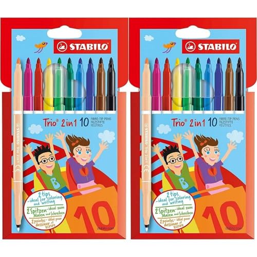 Filzstift und Fineliner in einem - STABILO Trio 2 in 1 - 2x 10er Pack - mit 10 verschiedenen Farben Filzstift und Fineliner in einem - STABILO Trio 2 in 1 - 2x 10er Pack - mit 10 verschiedenen Farben von STABILO