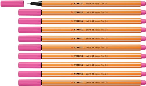 STABILO - Fineliner - point 88-10er Pack - Neonfarbe, leuchtfarbenrosa von STABILO