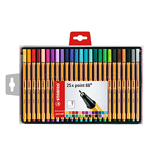 STABILO point 88 Fineliner – Etui mit 25 Farben von STABILO