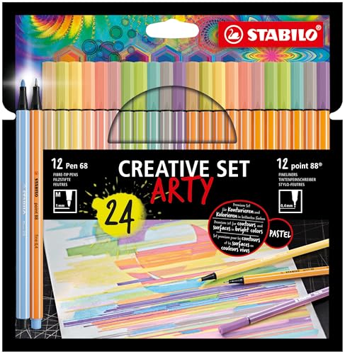 STABILO - Stifte-Set - Creative Set - ARTY - 24er Pack - Premium-Filzstifte & Fineliner - Pastellfarben von STABILO