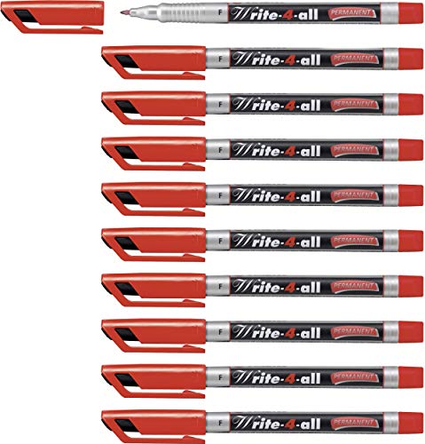 Permanent-Marker - STABILO Write-4-all - fein - 10er Pack - rot von STABILO