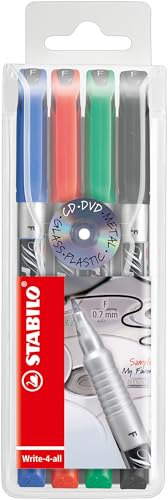 Permanent-Marker - STABILO Write-4-all - fein - 4er Pack - blau, rot, grün, schwarz von STABILO