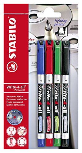 Permanent-Marker - STABILO Write-4-all - fein - 4er Pack - blau, rot, grün, schwarz von STABILO