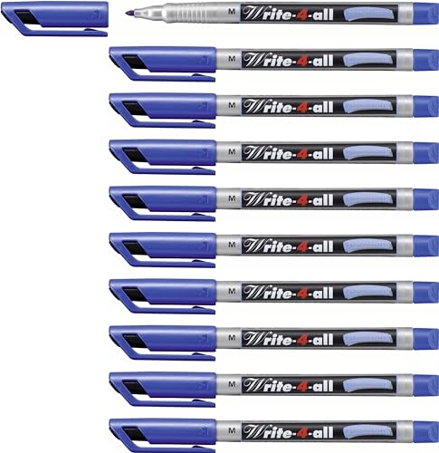 Permanent-Marker - STABILO Write-4-all - medium - 10er Pack - blau von STABILO