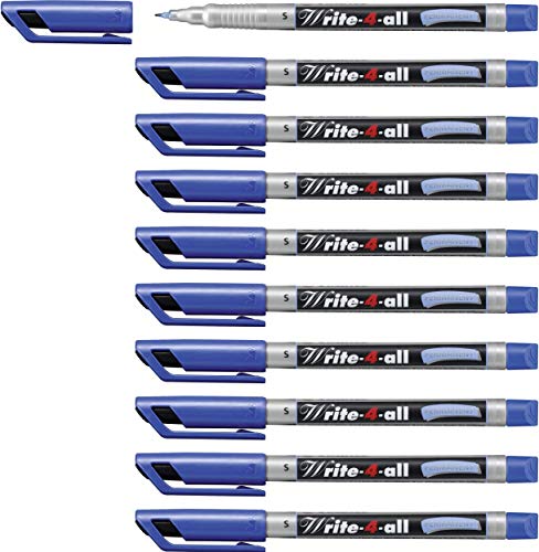 Permanent-Marker - STABILO Write-4-all - superfein - 10er Pack - blau von STABILO