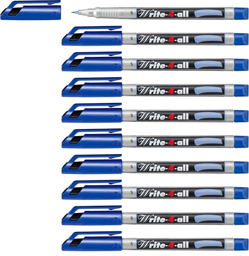 Permanent-Marker - STABILO Write-4-all - superfein - 10er Pack - blau von STABILO