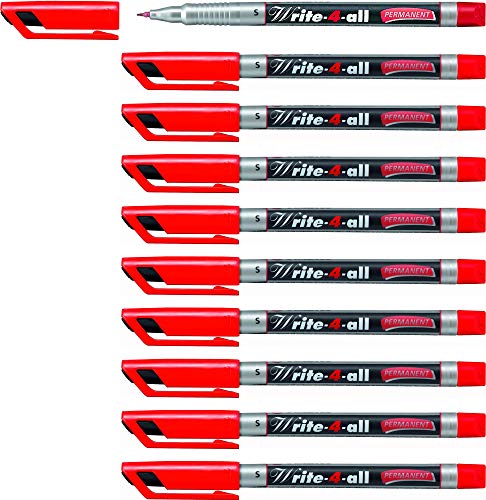 Permanent-Marker - STABILO Write-4-all - superfein - 10er Pack - rot von STABILO