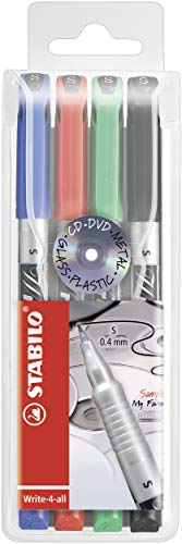 Permanent-Marker - STABILO Write-4-all - superfein - 4er Pack - blau, rot, grün, schwarz von STABILO