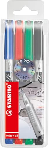 Permanent-Marker - STABILO Write-4-all - superfein - 4er Pack - blau, rot, grün, schwarz von STABILO