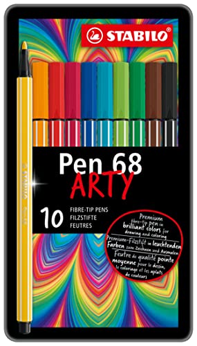 Premium-Filzstift - STABILO Pen 68 - ARTY - 10er Metalletui - mit 10 verschiedenen Farben von STABILO