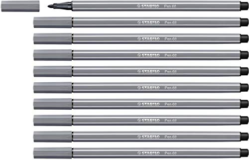 Premium-Filzstift - STABILO Pen 68 - 10er Pack - dunkelgrau von STABILO